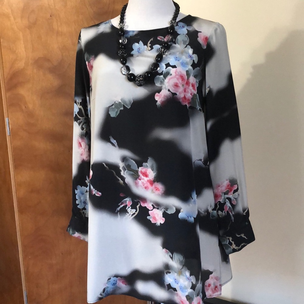 Marina Rinaldi sz 12 Gingo Silk Top NWT & Necklace
